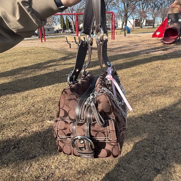 Coach Brown Handbag with Silver Accents - Picture 4 of 8